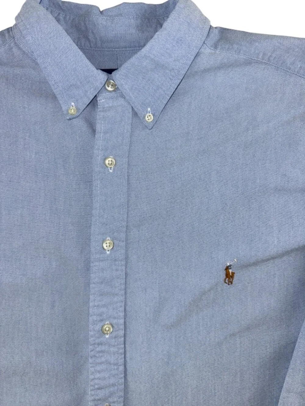 alph Lauren Men's 2XB Big Blue Oxford Button Down Shirt 100% Cotton Pony